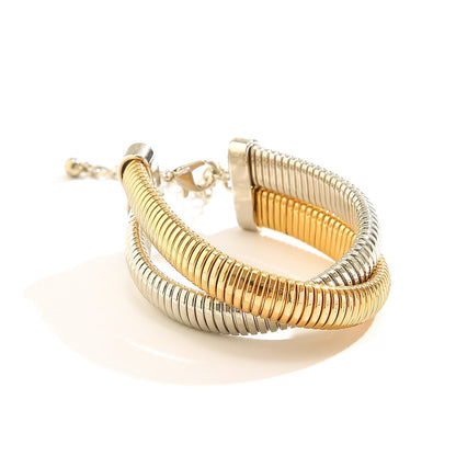 Bracelet spirale à double anneau en métal pour femme