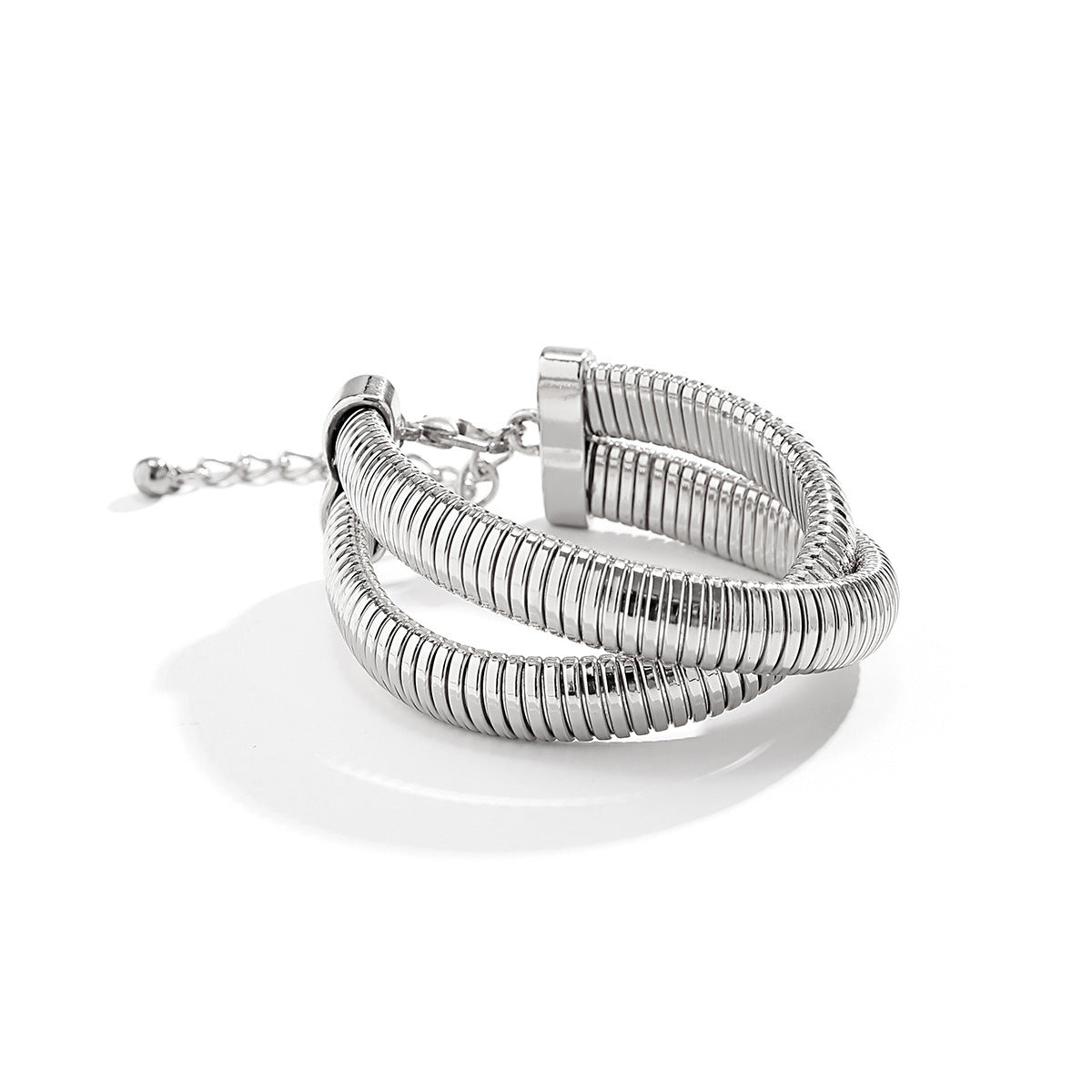 Bracelet spirale à double anneau en métal pour femme