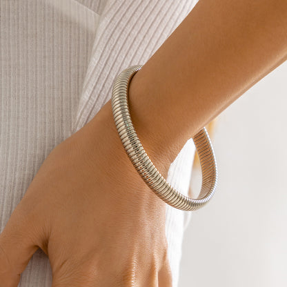 Bracelet spirale à double anneau en métal pour femme